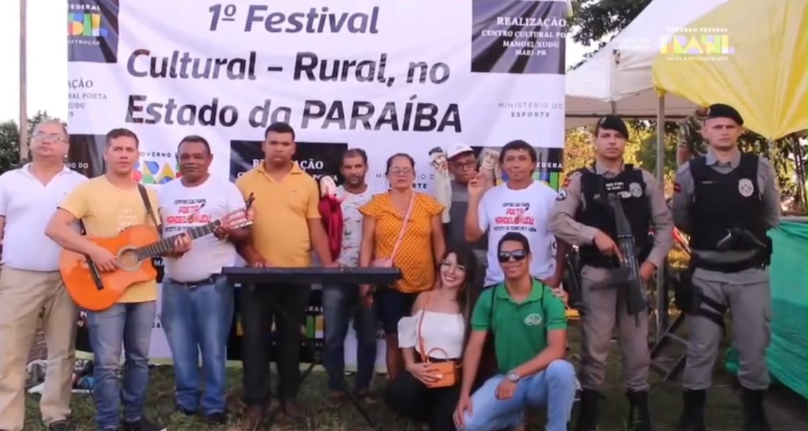 Banner do 1º Festival Cultural Rural com participantes